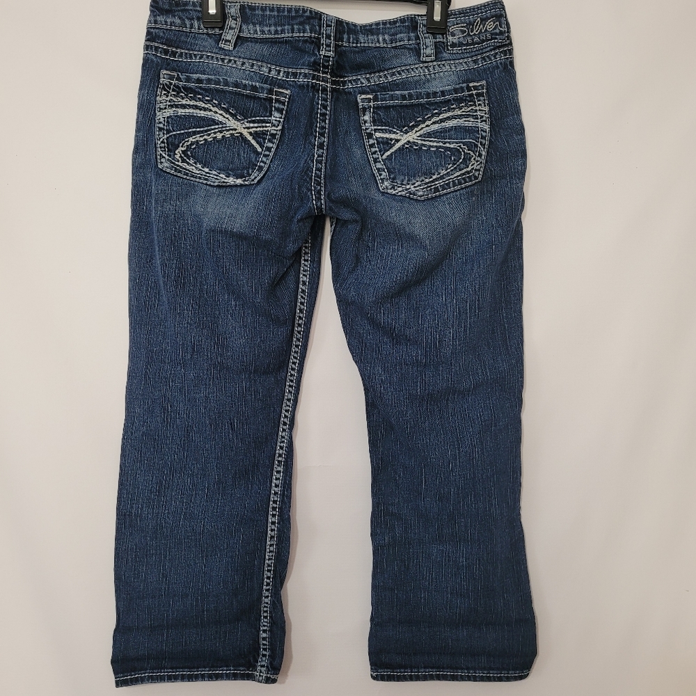 Silver Santorini Cropped Demin Jeans Ladies 31 - Picture 3 of 12